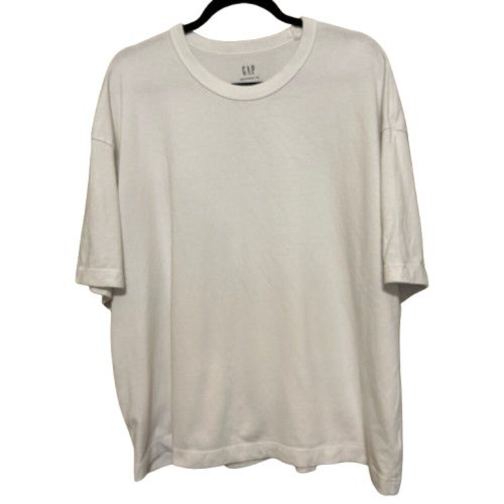 Gap Heavyweight T-Shirt Mens XXL 2XL White  Crew Neck Short Sleeve Cropped Boxy